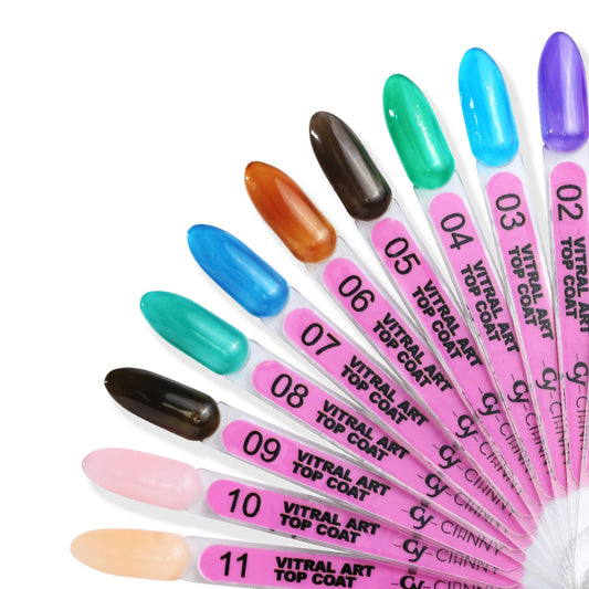 Top coat con color, gel traslucido con diversas tonalidades.