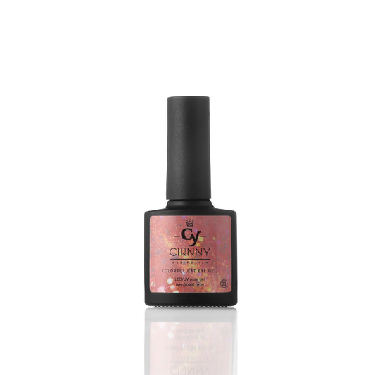 Gel polish con efecto ojo de gato, partículas magnéticas generan diversas luces y colores en las uñas. Con destellos en glitter y microglitter.