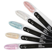 Gel pasta de alta saturación de pigmentos y microglitter.
