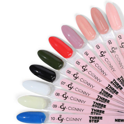 Gel polish de alta pigmentación y con colores vibrantes de alta saturación y destellos.
